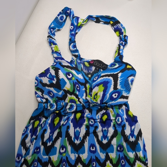 Bodycon Tribal Maxi Slip Dress Blue Summer Size Small T-1 - Picture 6 of 12